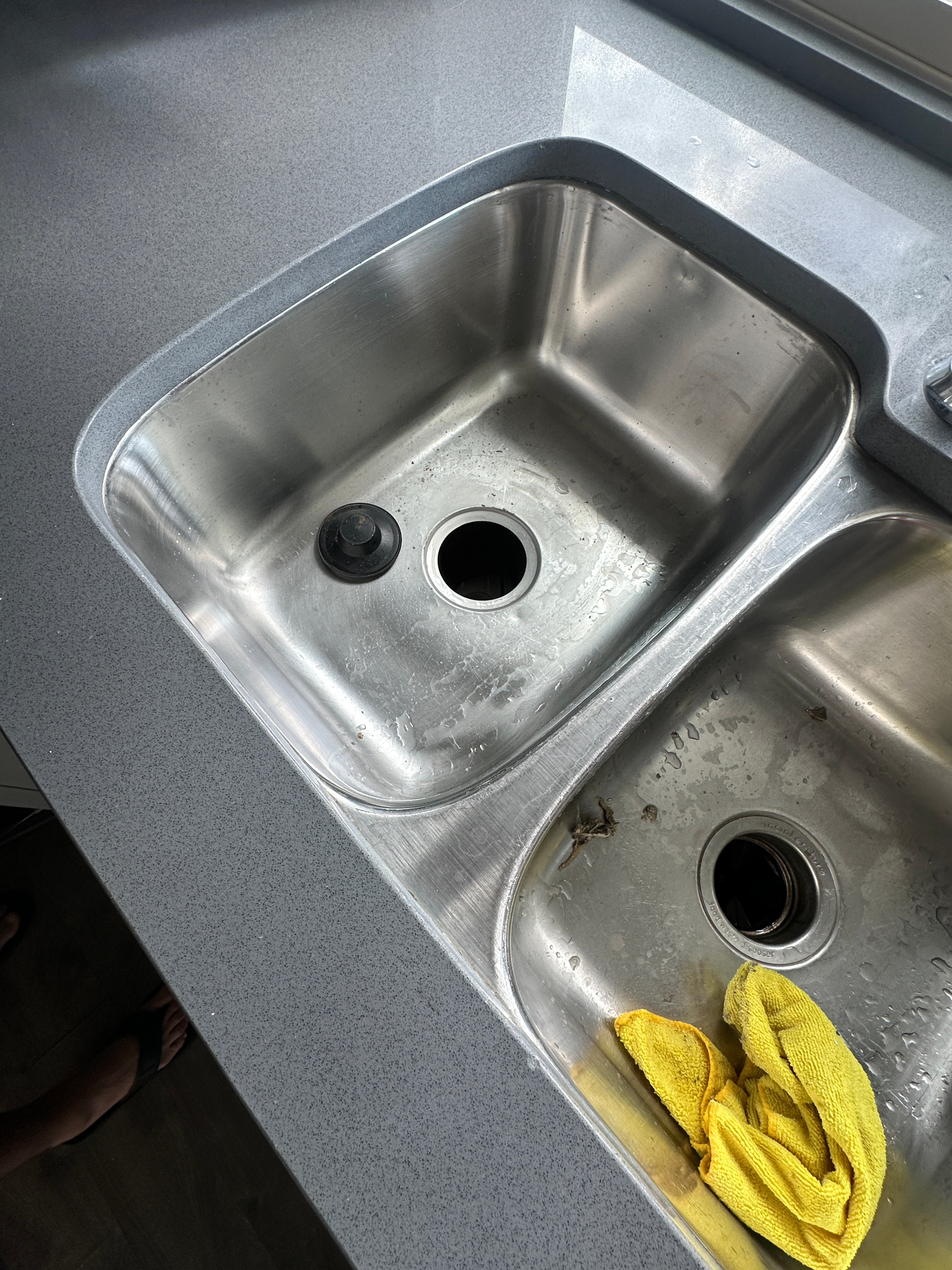 Sink basin with old disposal removed