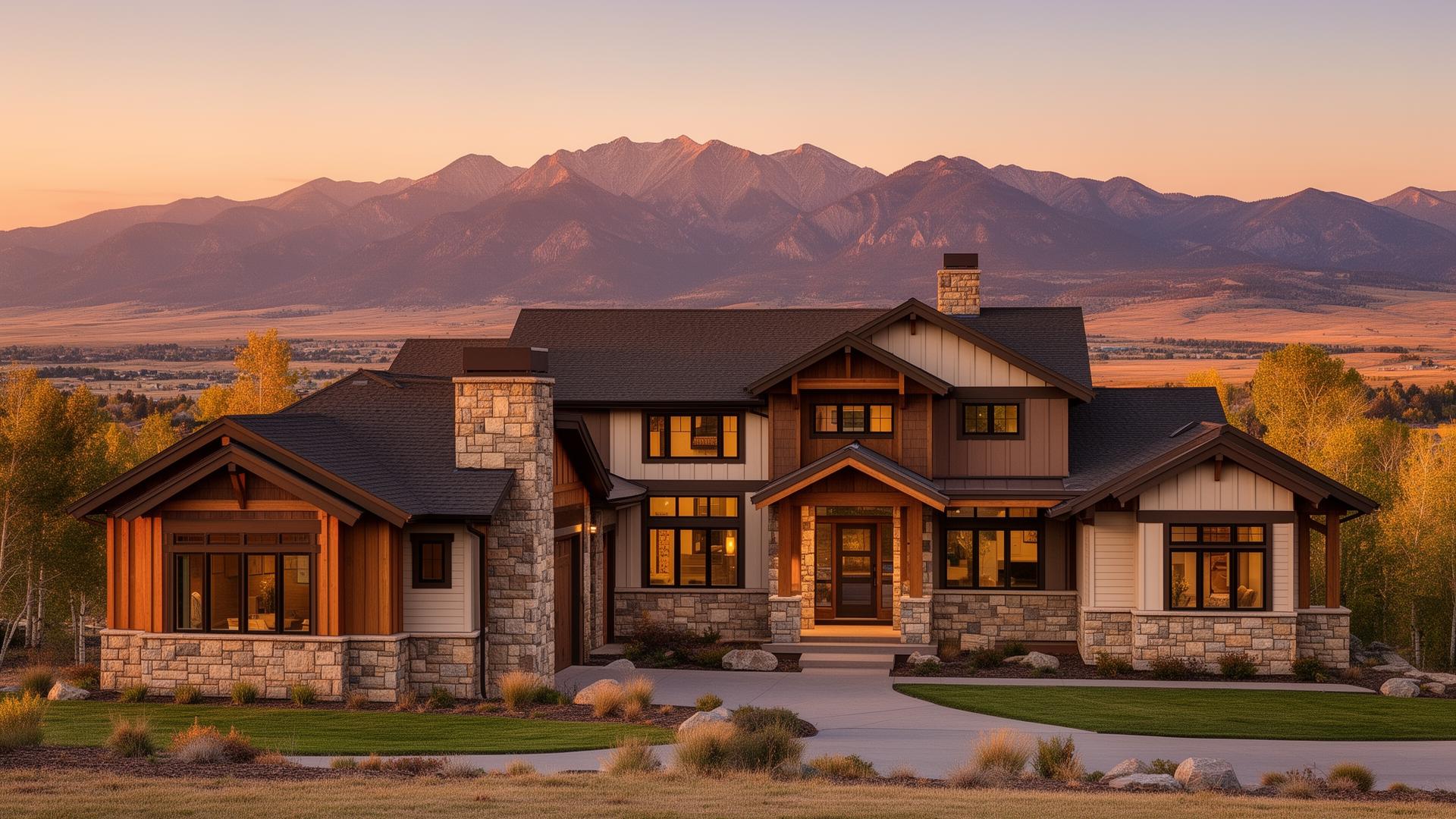 Beautiful Colorado home at golden hour